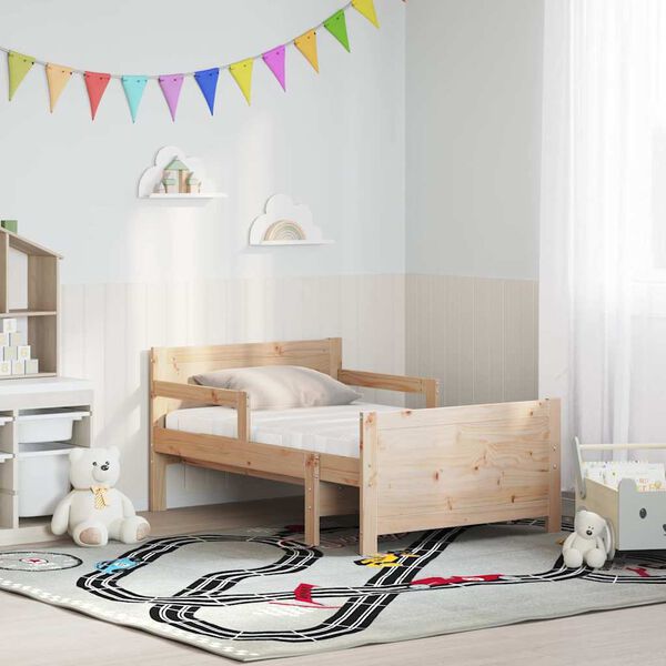 vidaXL S&auml;ngram med madrass med huvudgavel Brun 80 x 200 cm Massiv furu