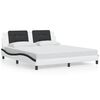 vidaXL Bed Frame without Mattress "Zadar" White and Black 180x200 cm Faux Leather