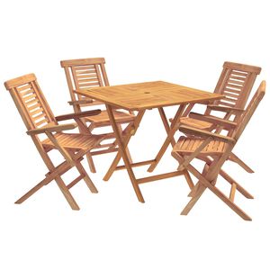 vidaXL Ihopf&auml;llbar bistrogrupp f&ouml;r tr&auml;dg&aring;rden i 5 delar Naturlig
