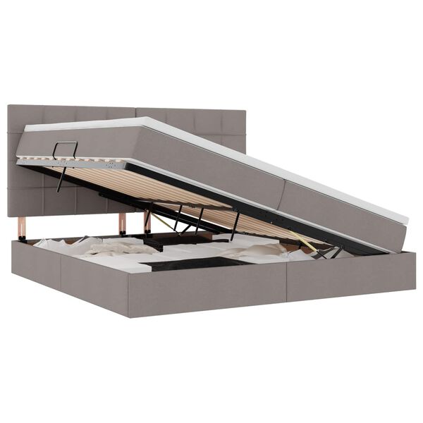 vidaXL F&ouml;rvaringss&auml;ng med LED med madrass Taupe 200 x 200 cm Polyester