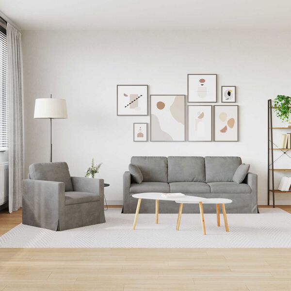 vidaXL Soffa 2 pcs Ljusgr&aring; 198 x 78 x 80 cm Sammet