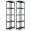 vidaXL F&ouml;rvaringshyllor 2 st svart 125 kg 60x30x180 cm plast