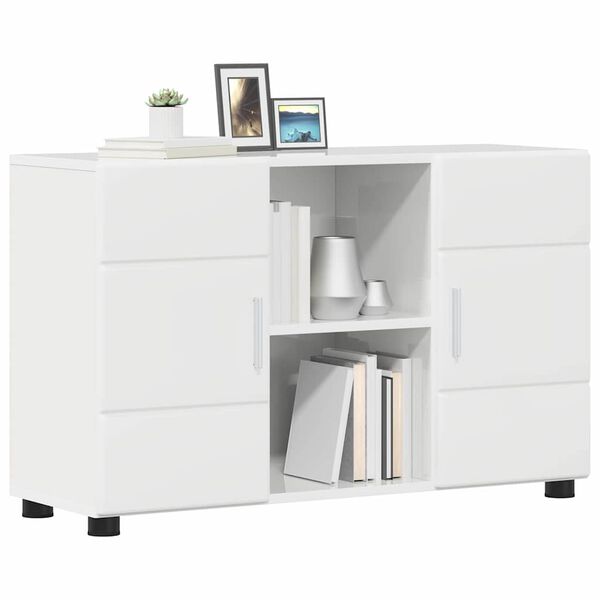vidaXL Sideboard med hylla FLORIN H&ouml;gblanka vita 88,5 x 30,5 x 55,5 cm