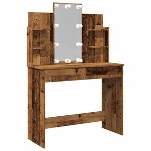 vidaXL Sminkbord med LED &aring;ldrat tr&auml; 96x40x142 cm