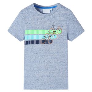 vidaXL T-shirt med korta &auml;rmar f&ouml;r barn bl&aring; melange 116