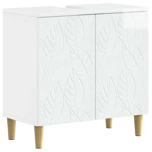 vidaXL Badrumssk&aring;p med handfat DELFT Vit h&ouml;gglans 59,5 x 31,5 x 59 cm