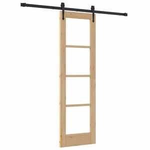 vidaXL Skjutd&ouml;rr Naturf&auml;rg 61 x 198,5 cm Massivt talltr&auml; och glas