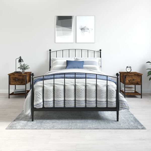 vidaXL S&auml;ngbord 2 st r&ouml;kf&auml;rgad ek 34x35,5x45 cm konstruerat tr&auml;