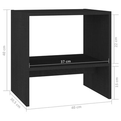 vidaXL Sängbord 2 st svart 40x30,5x40 cm massiv furu
