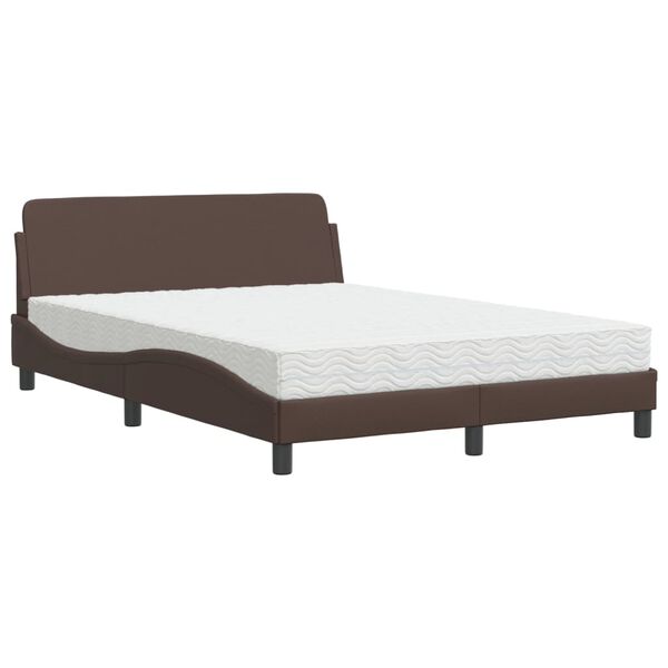 vidaXL Bed with Mattress "Dover" Brown 140x190 cm Faux Leather