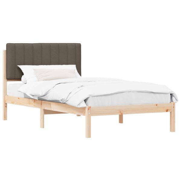 vidaXL S&auml;ngram med Kl&auml;dd Huvudgavel Taupe 100 x 200 cm Massiv furu