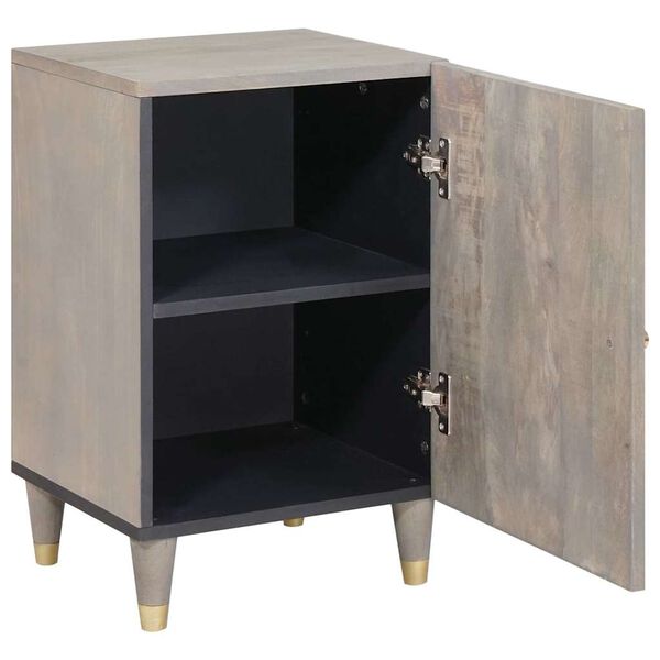 vidaXL Badrumsskåp med lagring Grå 38 x 33 x 58 cm Massivt mangoträ