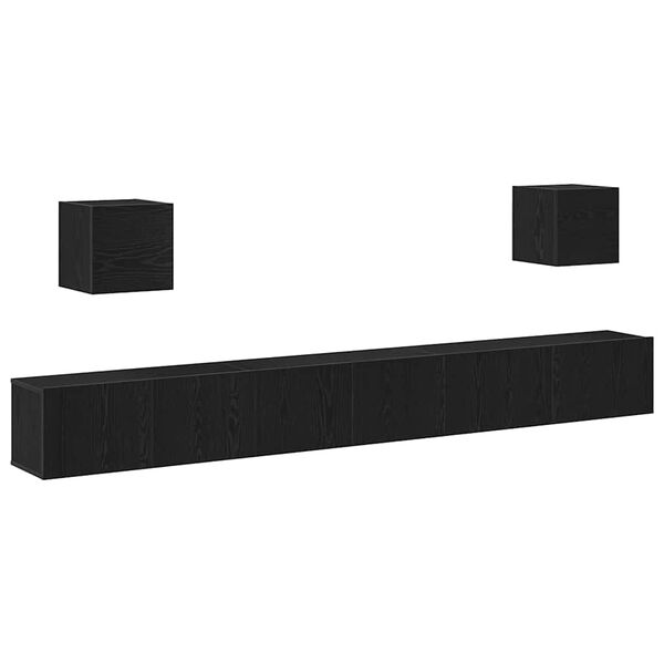 vidaXL TV-b&auml;nkset 7 pcs Svart Ek 100 x 30 x 30 cm Konstruerat tr&auml;