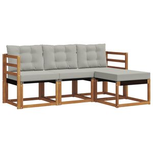 vidaXL Utomhussoffset med kudde 4 pcs Naturlig och Ljus Gr&aring;