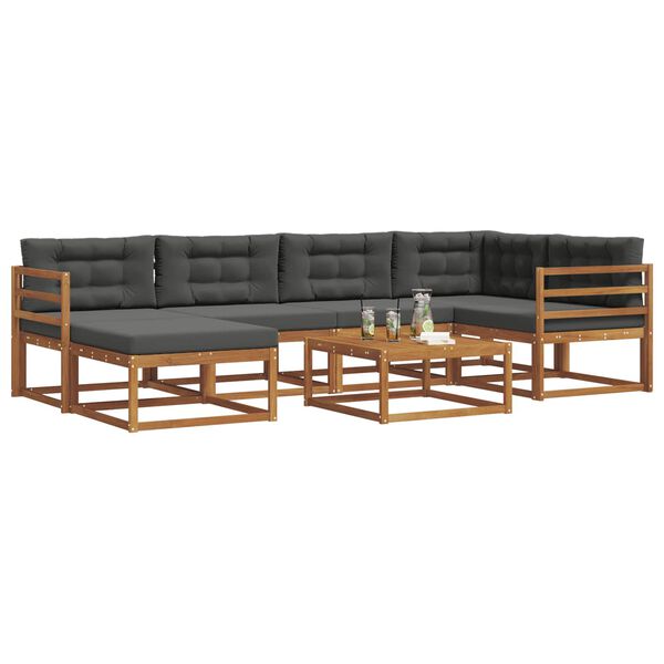 vidaXL Utomhussoffset med kudde 7 pcs Naturlig och Antracit