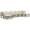 vidaXL Loungegrupp 7 delar med dynor antracit konstrotting