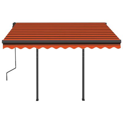 vidaXL Markis med stolpar manuellt infällbar 3x2,5 m orange och brun