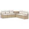 vidaXL Soffset 7 st Beige och kr&auml;mvit Poly Rattan och st&aring;l