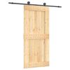 vidaXL Skjutd&ouml;rr Naturlig och svart 95 x 210 cm Massiv furutr&auml;d&ouml;rr