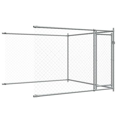 vidaXL Hundgård med dörrar grå 10x2x1,5 cm galvaniserat stål
