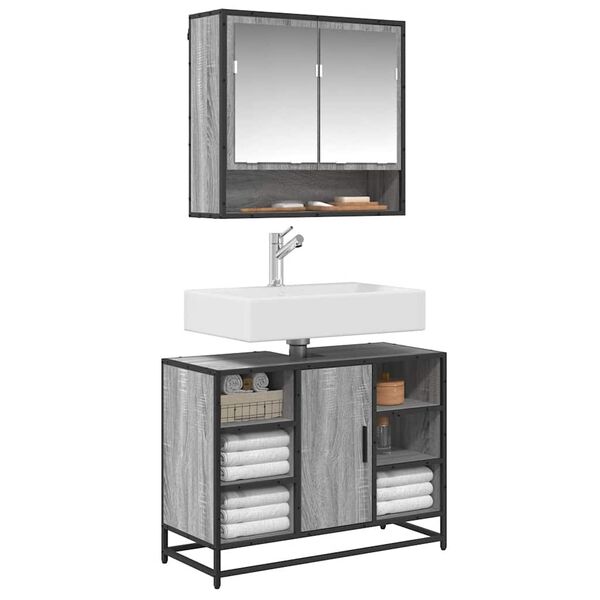 vidaXL Tv&auml;ttst&auml;llssk&aring;p gr&aring; sonoma 80x33x60 cm konstruerat tr&auml;