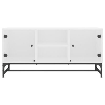 vidaXL Tv-bänk med glasdörrar vit 102x37x50 cm