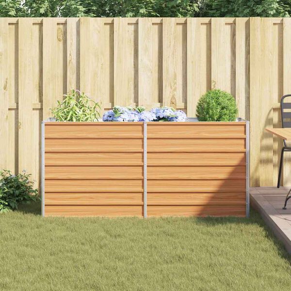 vidaXL Upphöjd odlingslåda Ljusbrun 160 x 40 x 77 cm Galvaniserat Stål