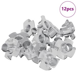 vidaXL Prongad T-mutter 12 pcs Silver M6 mm St&aring;l