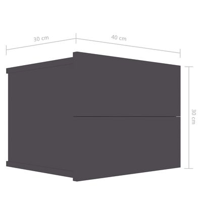 vidaXL Sängbord 2 st grå 40x30x30 cm spånskiva