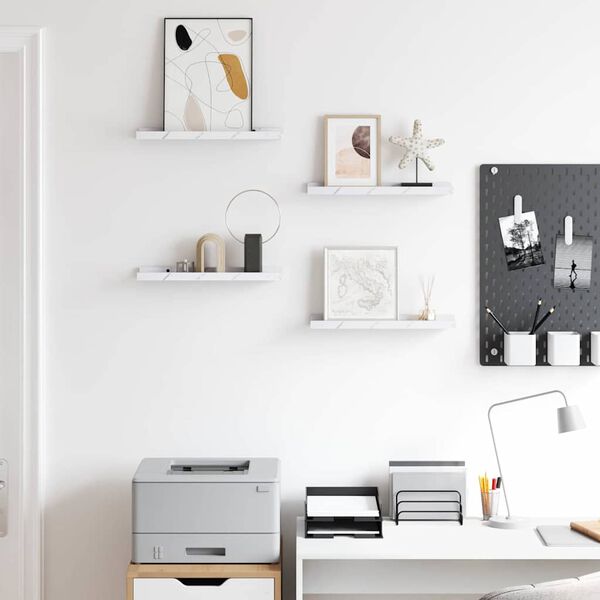 vidaXL V&auml;gg hylla 4 pcs Vit marmor 40 x 9 x 3 cm Konstruerat tr&auml;