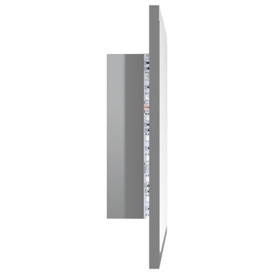 vidaXL Badrumsspegel med LED grå högglans 40x8,5x37 cm akryl