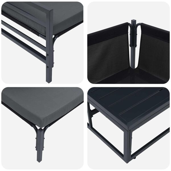 vidaXL Trädgårdsoffset med kudde 7 pcs Svart Stål
