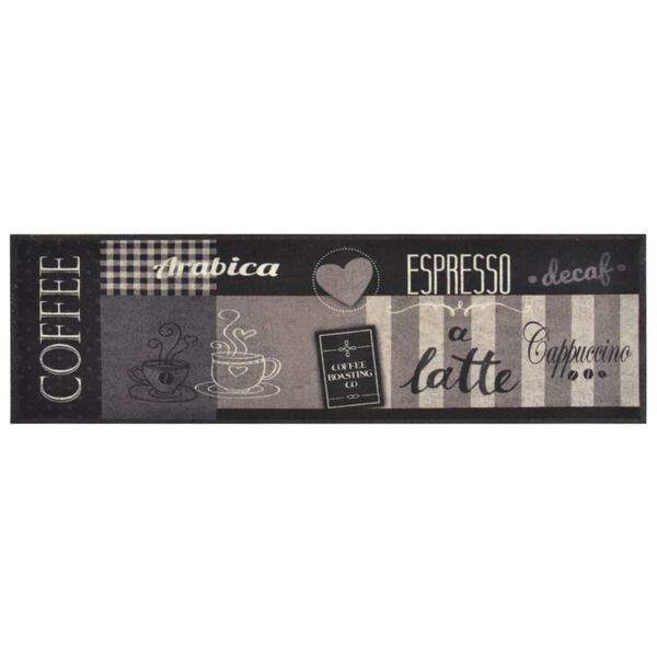 vidaXL Köksmatta maskintvättbar kaffe svart 45x150 cm sammet