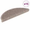 vidaXL Trappmattor 15 st 56x17x3 cm m&ouml;rkbeige halvrunda