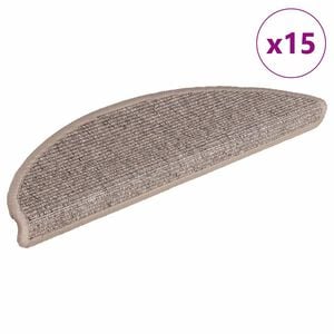 vidaXL Trappmattor 15 st 56x17x3 cm m&ouml;rkbeige halvrunda