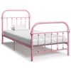 vidaXL S&auml;ngram utan madrass rosa metall 100x200 cm