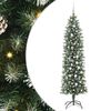 vidaXL Konstgjort smalt jultr&auml;d Gr&ouml;n och Vit 210 cm
