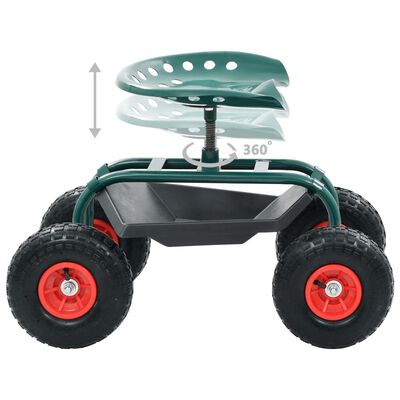 vidaXL Rullbar trädgårdsvagn med verktygsbricka grön 78x44,5x84 cm