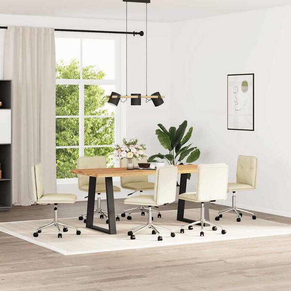 vidaXL Matstolar 6 st gr&auml;ddvit konstl&auml;der