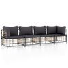 vidaXL Loungegrupp 4 delar med dynor antracit konstrotting