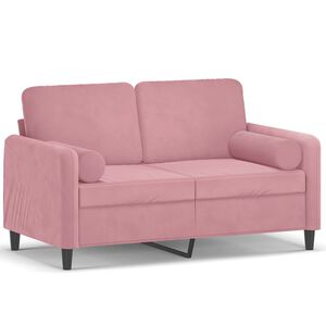 vidaXL 2-sitssoffa med prydnadskuddar rosa 120 cm sammet