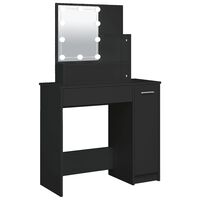 vidaXL Sminkbord med LED svart 86,5x35x136 cm