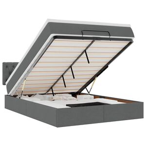 vidaXL Ottoman s&auml;ng med madrass m&ouml;rkgr&aring; 140x190 cm tyg