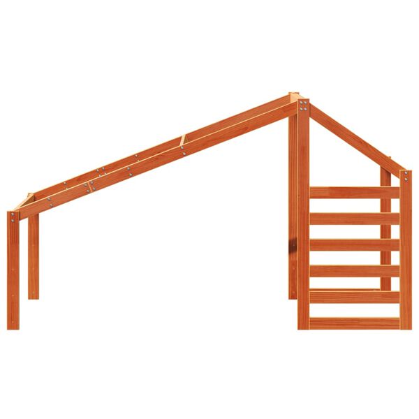 vidaXL Tak till barns&auml;ng vaxbrun 198x97x113 cm massiv furu