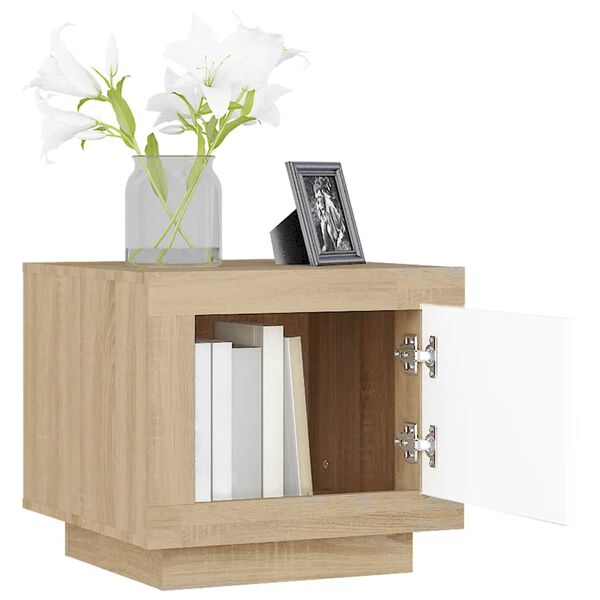 vidaXL Soffbord vit och sonoma-ek 51x50x45 cm konstruerat tr&auml;