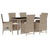 vidaXL Matgrupp f&ouml;r tr&auml;dg&aring;rden med dynor 7 delar beige konstrotting