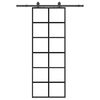 vidaXL Skjutd&ouml;rr med beslag svart 76x205 cm ESG-glas