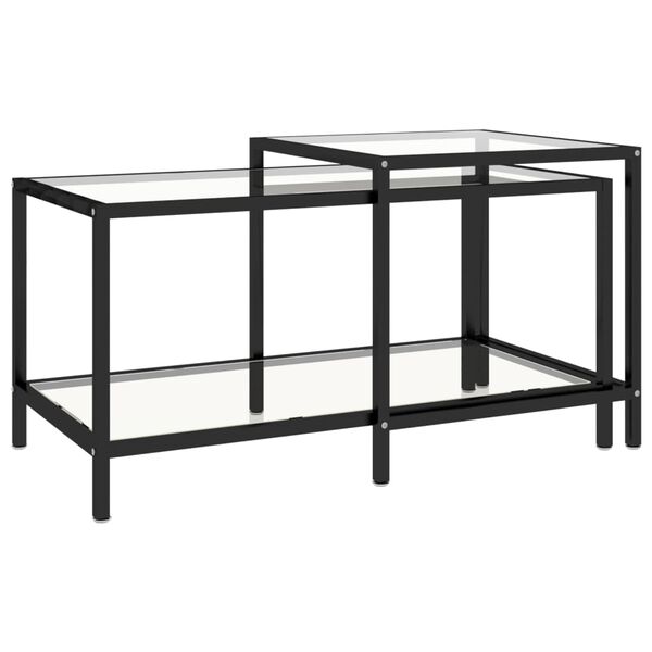 vidaXL Tebord 2 st h&auml;rdat glas genomskinlig