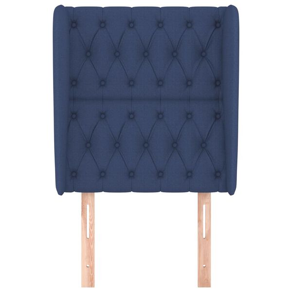 vidaXL Sänggavel med kanter blå 83x23x118/128 cm tyg