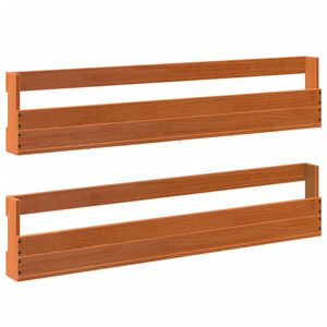 vidaXL V&auml;ggmonterade skost&auml;ll 2 st vaxbrun 110x8,5x23,5cm massivt furu